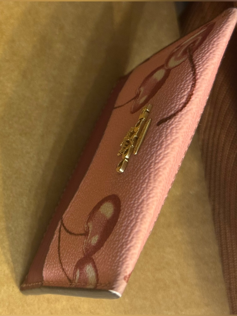Coach Pink Cherry Leather Card Holder with Magenta Accents - Picture 3 of 8